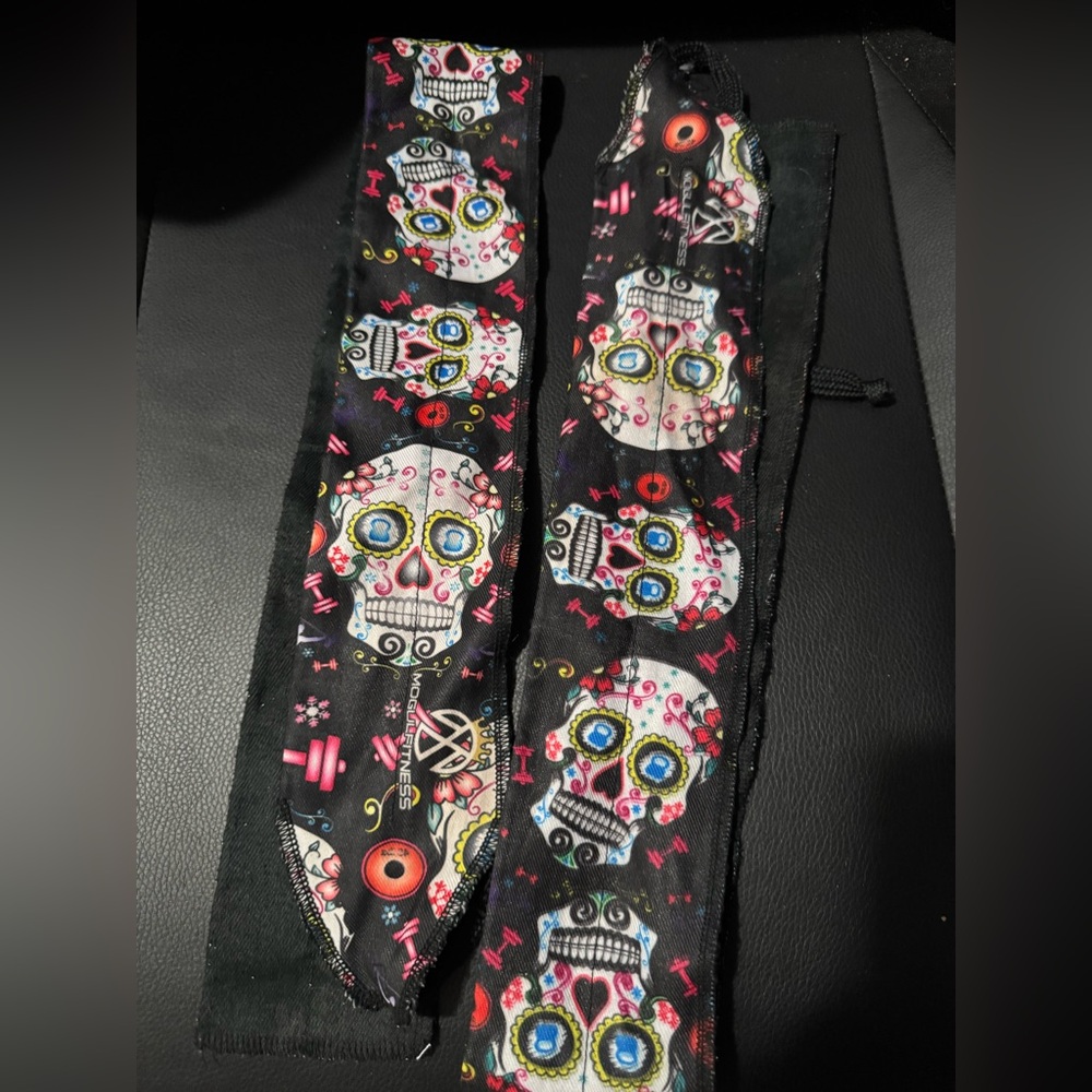 Black and Pink Sugar Skull Wrist Wrap